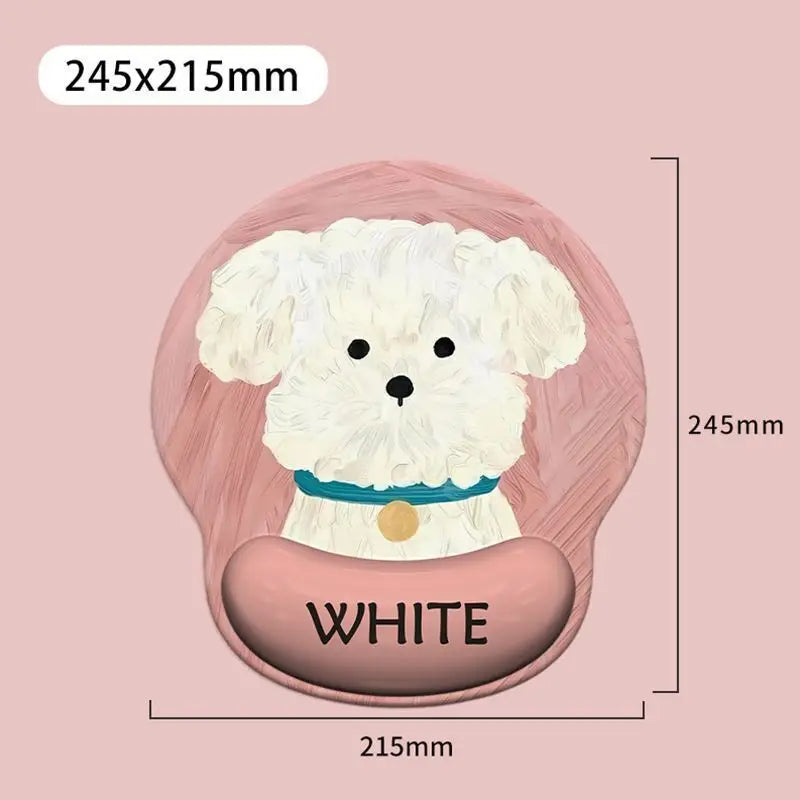 Cartoon Puppy Mouse Pad with Wrist Rest Non-Slip Soft Ergonomic Desk Mat For Office Gaming Computer Desk Universal Mousepad