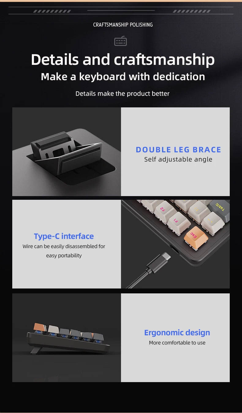 75% Mechanical Keyboard Wired with Media Knob, APAYADO Black Gaming Keyboard,Hot-Swap,ABS Cap Transparent Character Backlighting