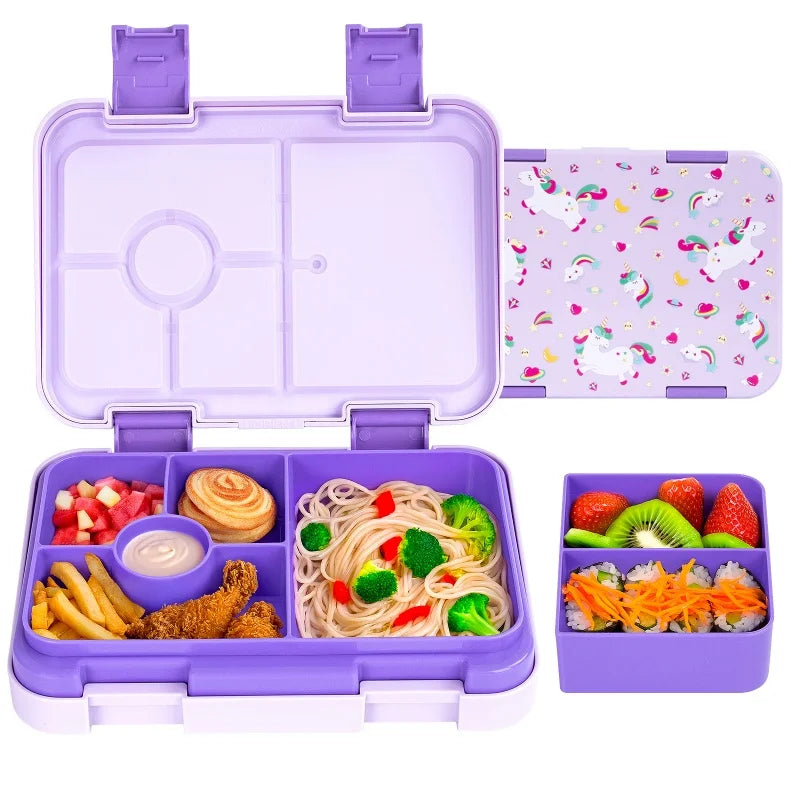 Children's Double Buckle Lunch Box Cartoon Lunch Box Students Can Reuse Large-capacity Portable Lunch Box