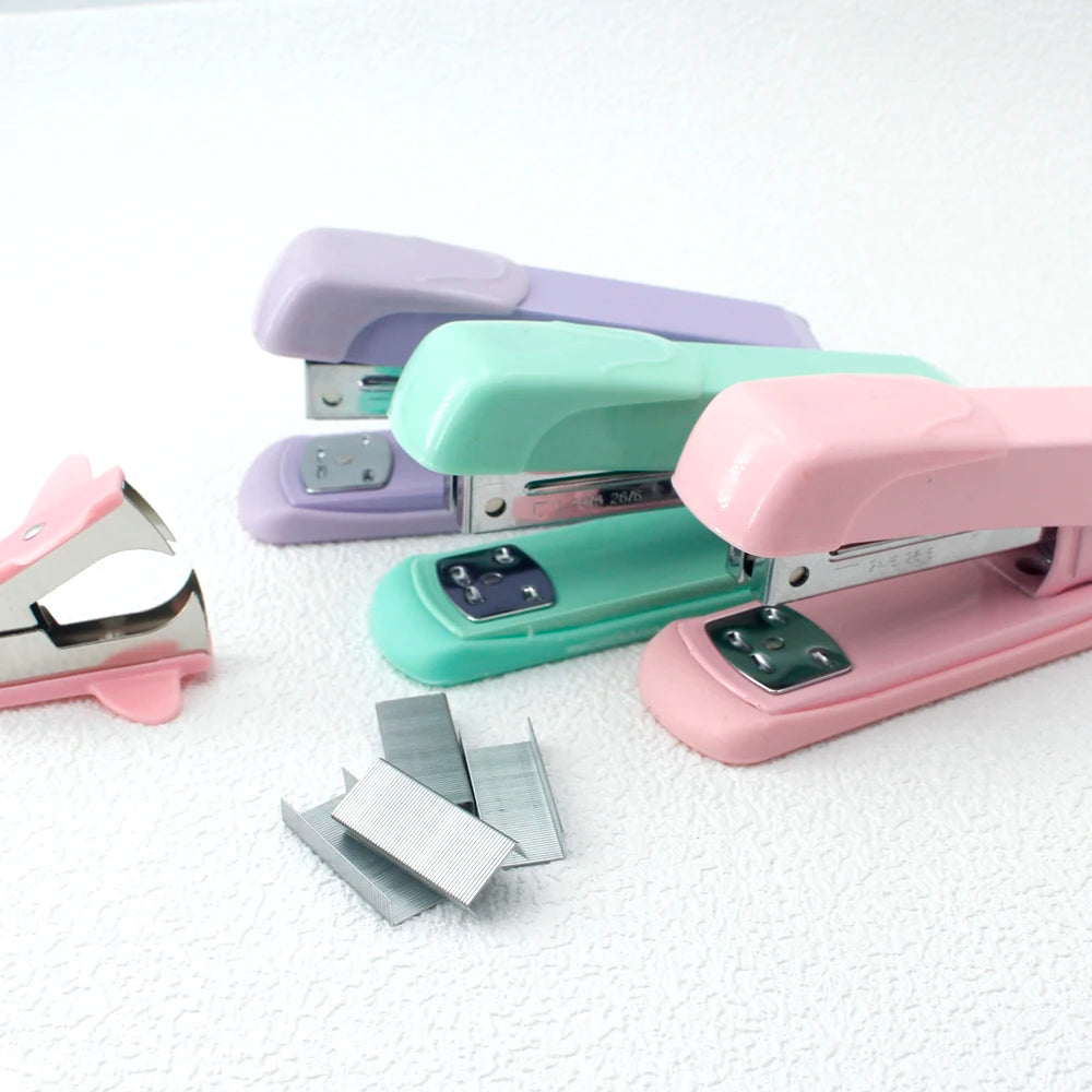 Stapler, staple remover, and staple set - a handy and stylish desktop stapler, perfect for home office use.