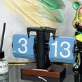 Table Clock 12H/24H Mechanical Automatic Page Turning Clock Retro Ornaments Living Room Bedroom Office Desktop Decoration