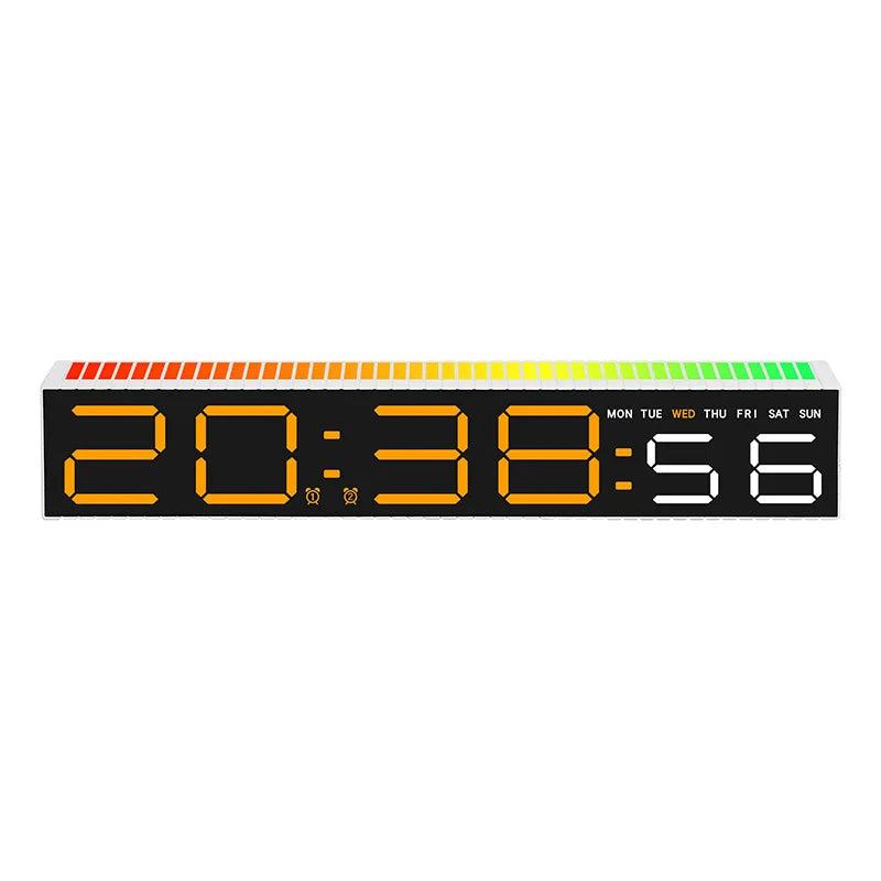 Creative 12/24H Digital LED Electronic Clock with Microphone Time Temperature Display for Home Living Room Bedside Decoration