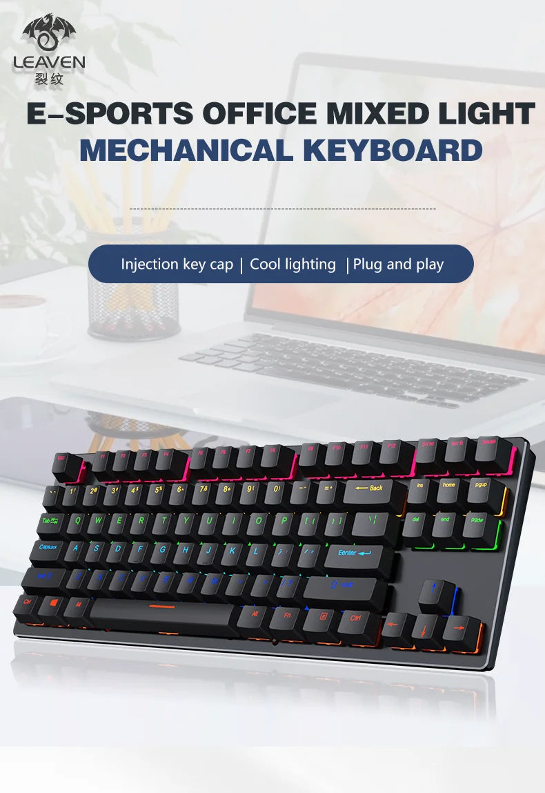 Backlit Gaming Mechanical Keyboard Gamer Mechanic Kit RGB PC USB Wired Keypad Keybord Ergonomic Computer Key Board Mini Teclado