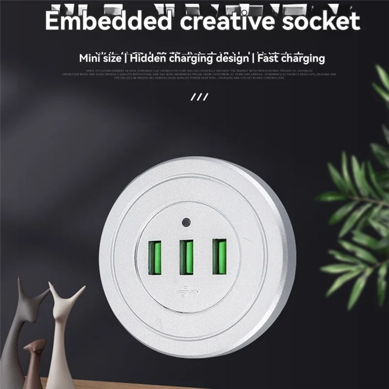 ABUO-Desktop Charger 3-Port USB Hub Embedded Charging Station For Mobile Phones 3-In-1 Data Line Splitter Desk Organizer