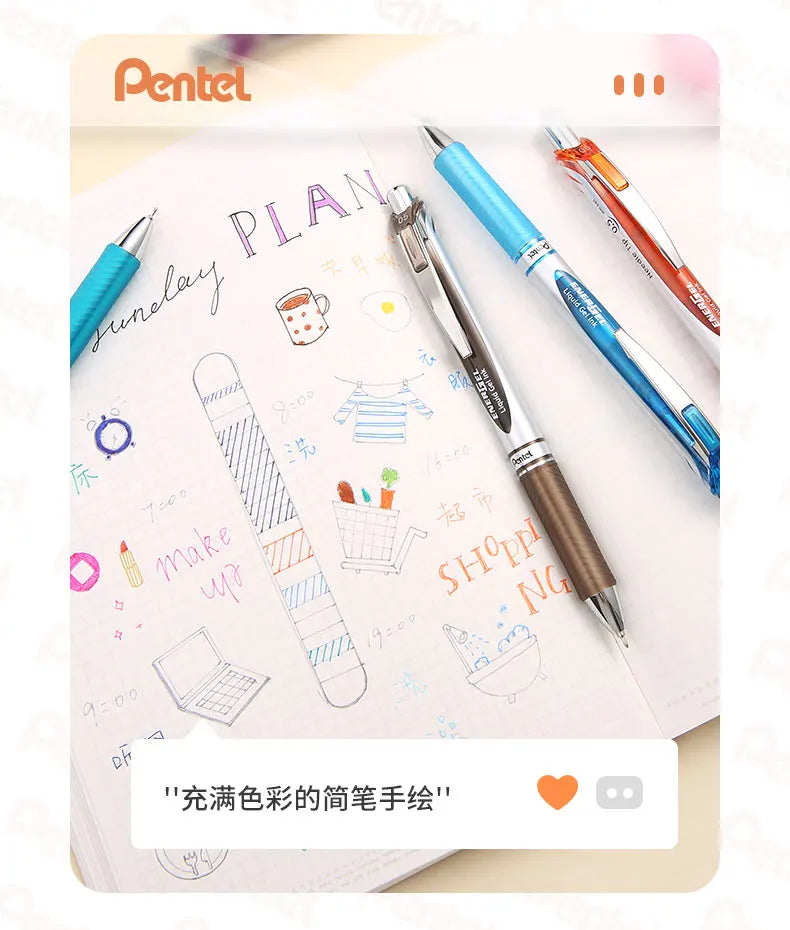 Pentel  BLN75 Gel Pen 20th Anniversary Smooth And Quick-drying Press Water Pen For Students With 0.5mm Japanese Stationery