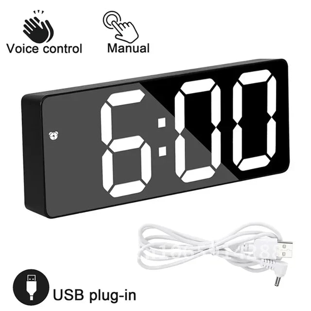 LED Screen Digital USB Wake Up FM Radio Time Projector Clock Week Display Decor with Humidity Table Home Temperature Date Clock