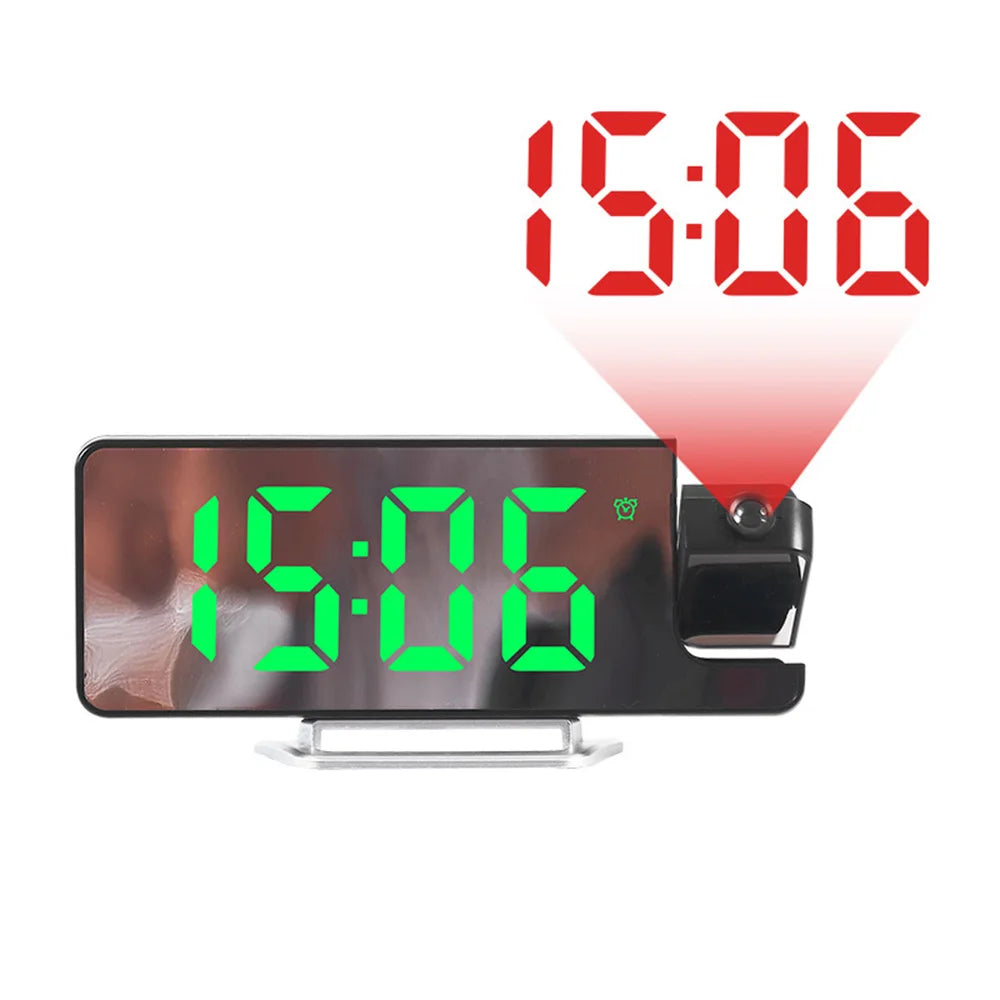 Digital Projector Alarm Clock with Night Light Electric USB 12/24H Display Table LED Clocks for Bedroom Living Room Home Decor