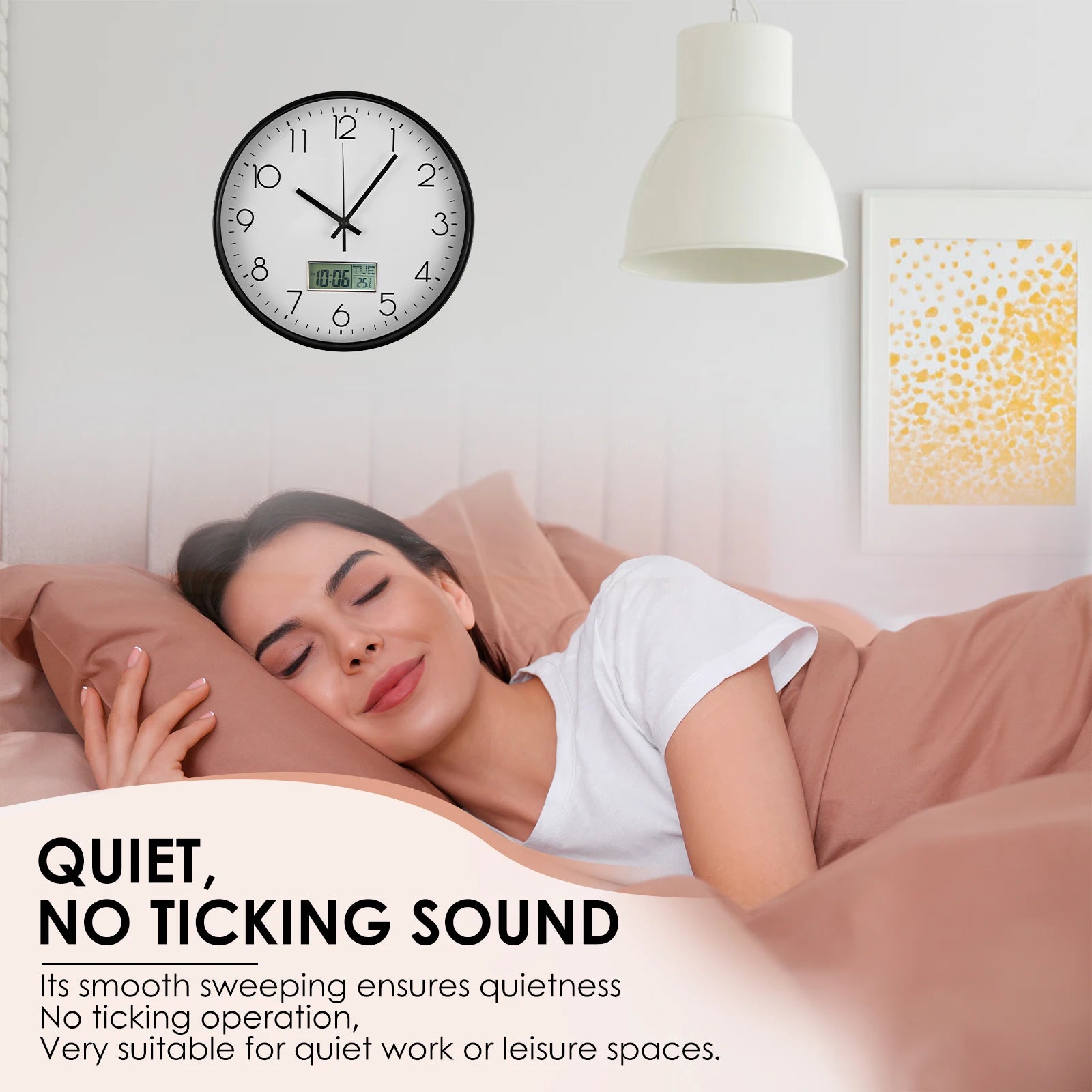 11.6 Inch Round Wall Clocks Battery Operated Wall Clock with Perpetual Calendar and F° Temperature Display for Home Decor