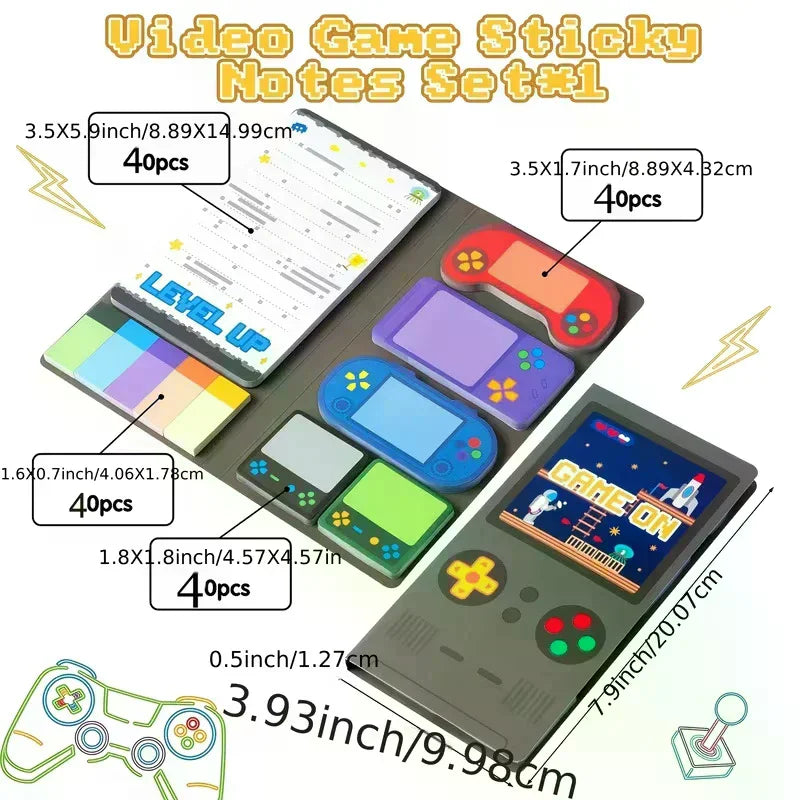 Game Console-themed Notepad Set With Rich And Unique Designs, Self-adhesive Sticky Notes, And Reusable Memo Pads.