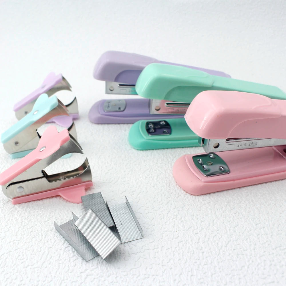 Stapler, staple remover, and staple set - a handy and stylish desktop stapler, perfect for home office use.