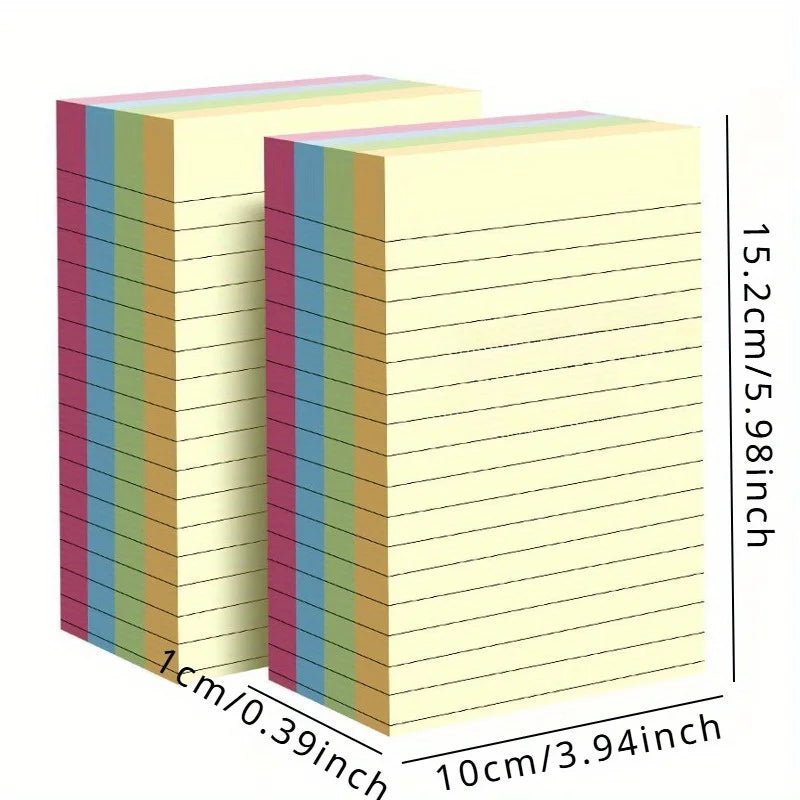 A Copy One Hundred Pages Self-Stick Lined Notes, Colorful Portable Memo Pads for Office, Home, School, Easy To Apply Notepad