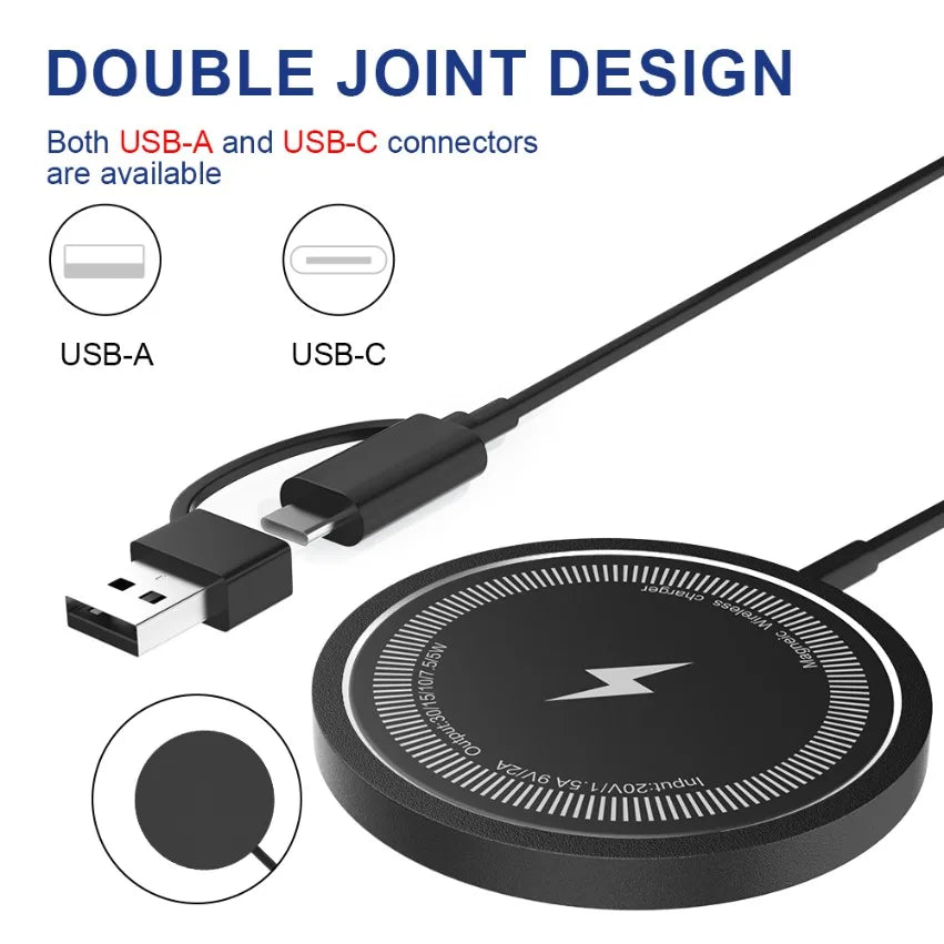 100W For Magsafe Wireless Charger Desk Phone Charge Pad Fast Charging Station For iPhone 17 16 15 14 13 Pro Max AirPods 4/3 Pro