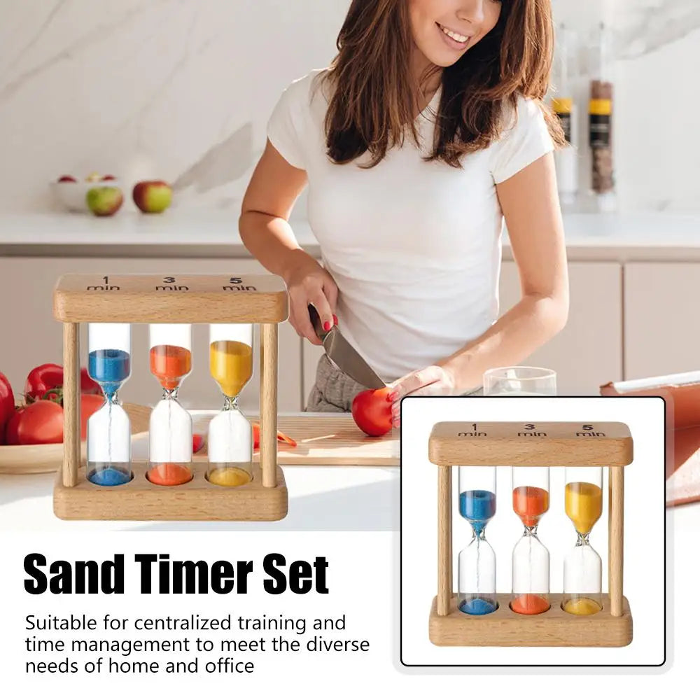 1Min 3Min 5Min 7Min Sand Timer Set Wooden Hourglass Sandglass Sand Clock for Cooking Classroom Exercise Home Office Decoration