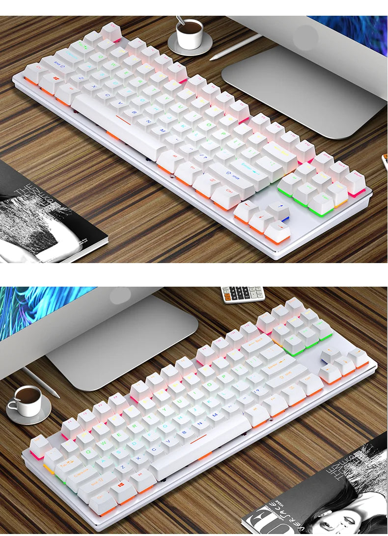 Backlit Gaming Mechanical Keyboard Gamer Mechanic Kit RGB PC USB Wired Keypad Keybord Ergonomic Computer Key Board Mini Teclado
