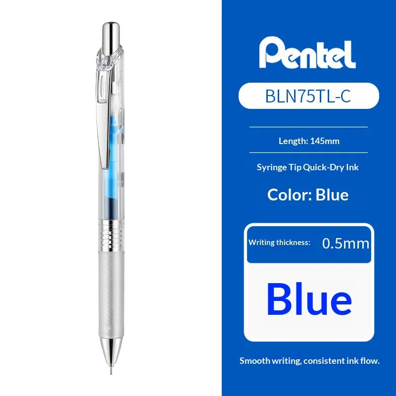 Pentel EnerGel Colored Retractable Gel Pen,Assorted Color Clear Barrel High-Capacity,Quick-Dry Ink for Various Writing Scenarios