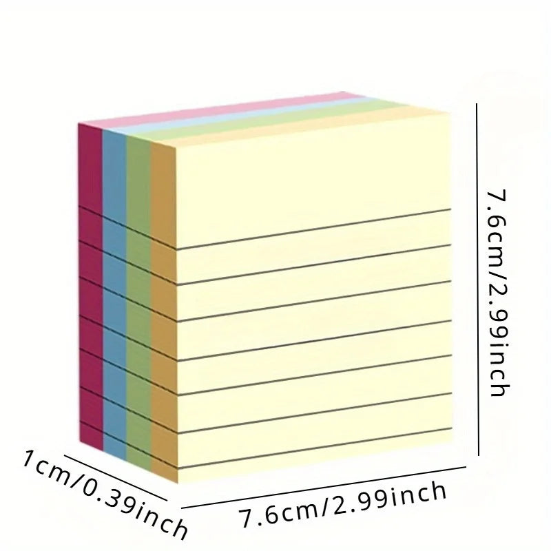 A Copy One Hundred Pages Self-Stick Lined Notes, Colorful Portable Memo Pads for Office, Home, School, Easy To Apply Notepad