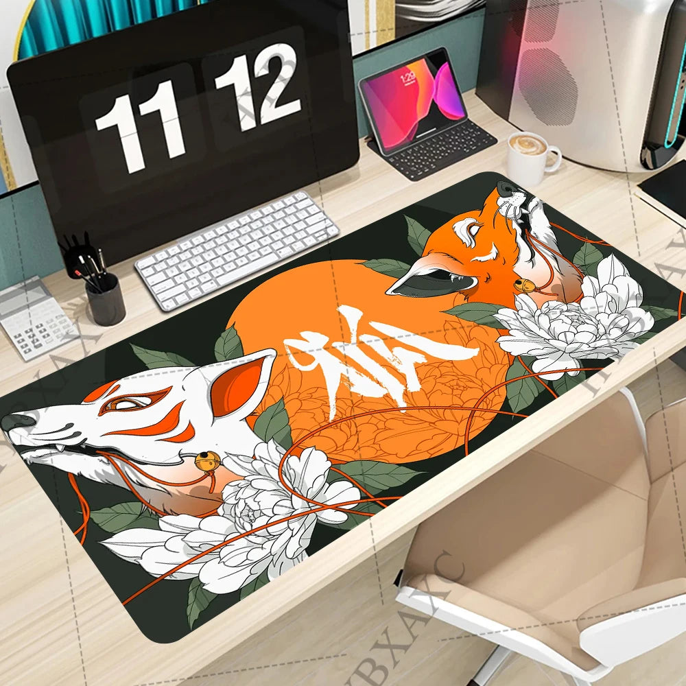 Pastel Art Mousepad Gaming Accessories Office Gamer Keyboard Cute Animal Desk Mat Non-Slip Laptop Large Custom Pink Fox Mousepad