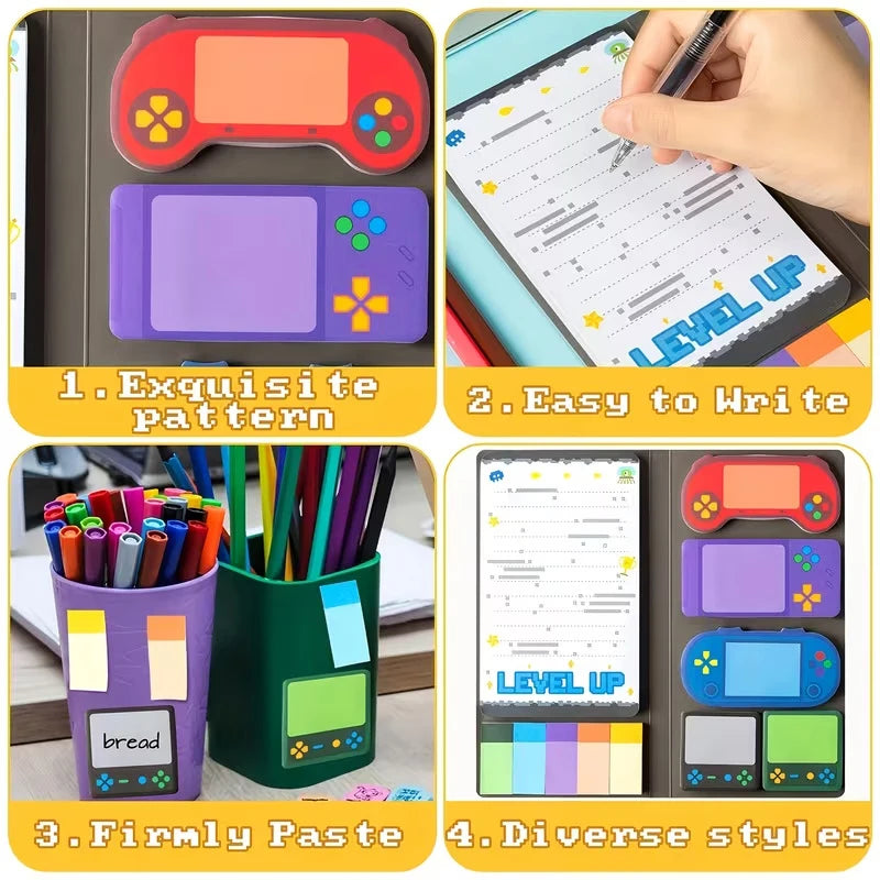 Game Console-themed Notepad Set With Rich And Unique Designs, Self-adhesive Sticky Notes, And Reusable Memo Pads.