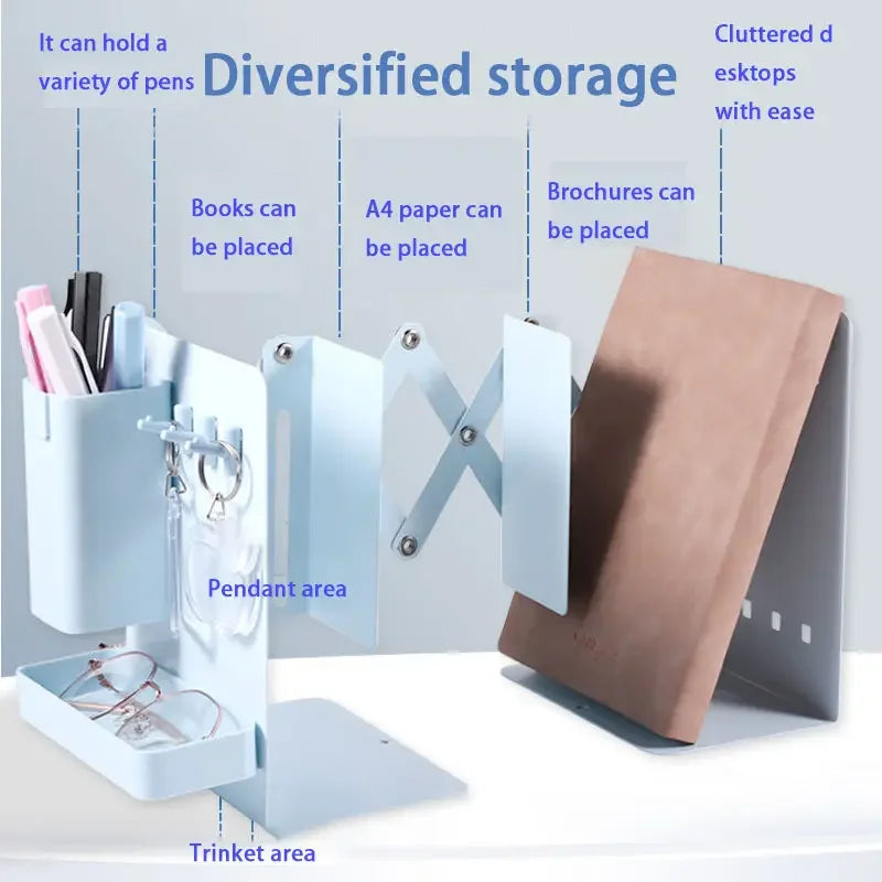 Scalable Folding Storage Desk Organizer Pen Holder Bookshelf Office Accessories Books School Supplies