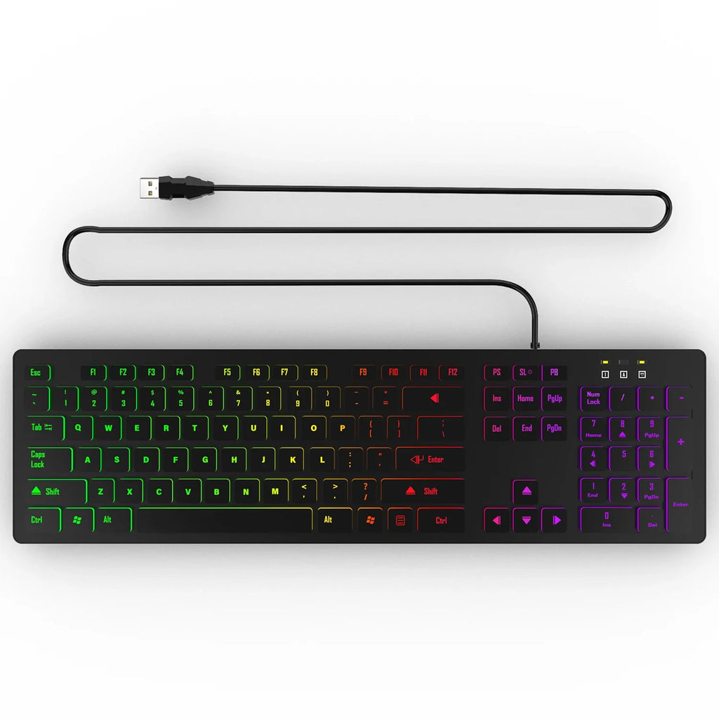 Computer Gaming Keyboard Light Backlit RGB Mute wired keyboard USB office home Russian French Spanish German Arabic English