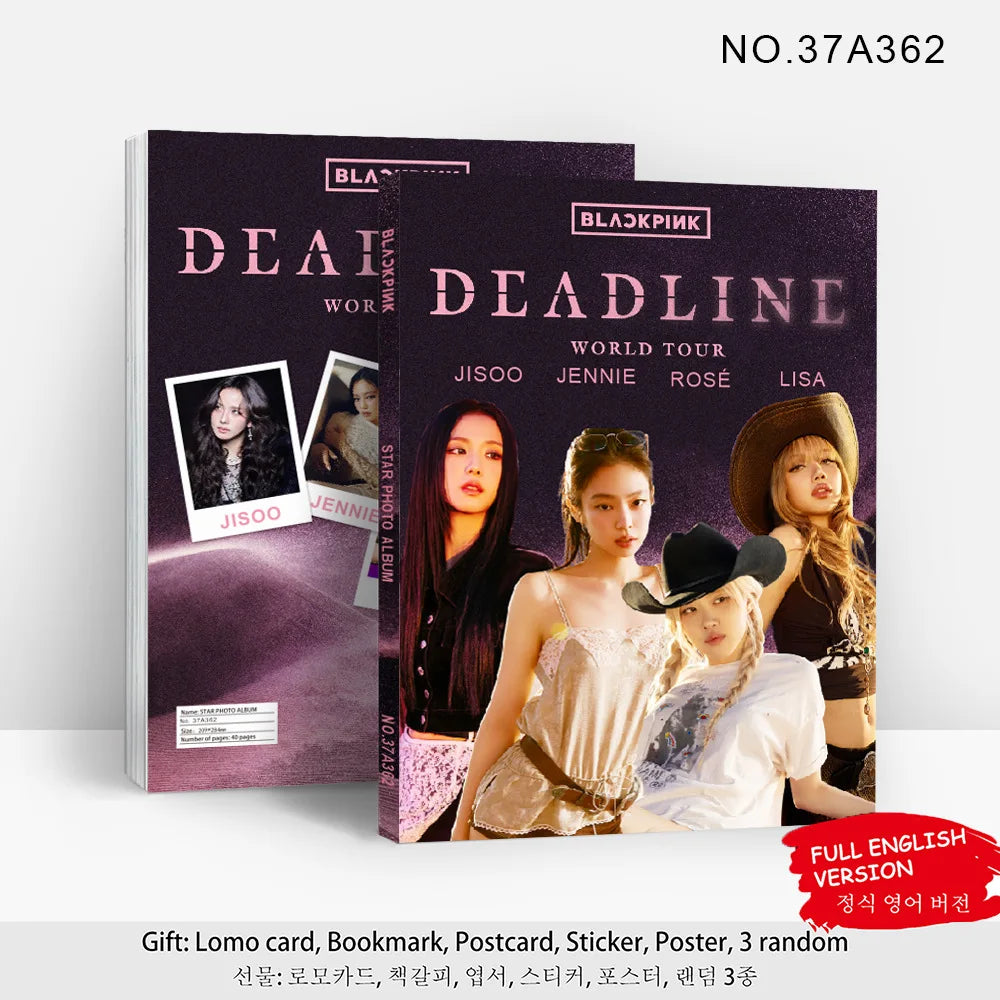 80-page K-pop girl group photobook with lyrics, magazine photo collection, 92 photo cards, celebrity LOMO cards, gift