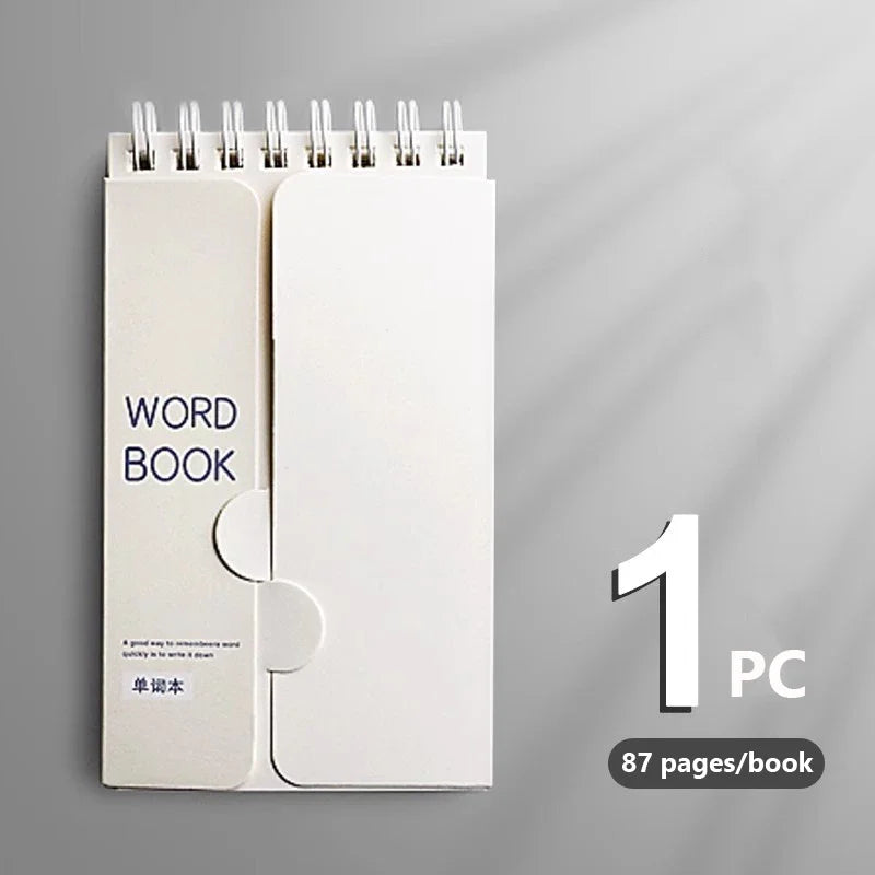Portable Vocabulary Memory Notepad - Shorthand Spiral Notebook for Planning and Memorization with Cover-Up Feature