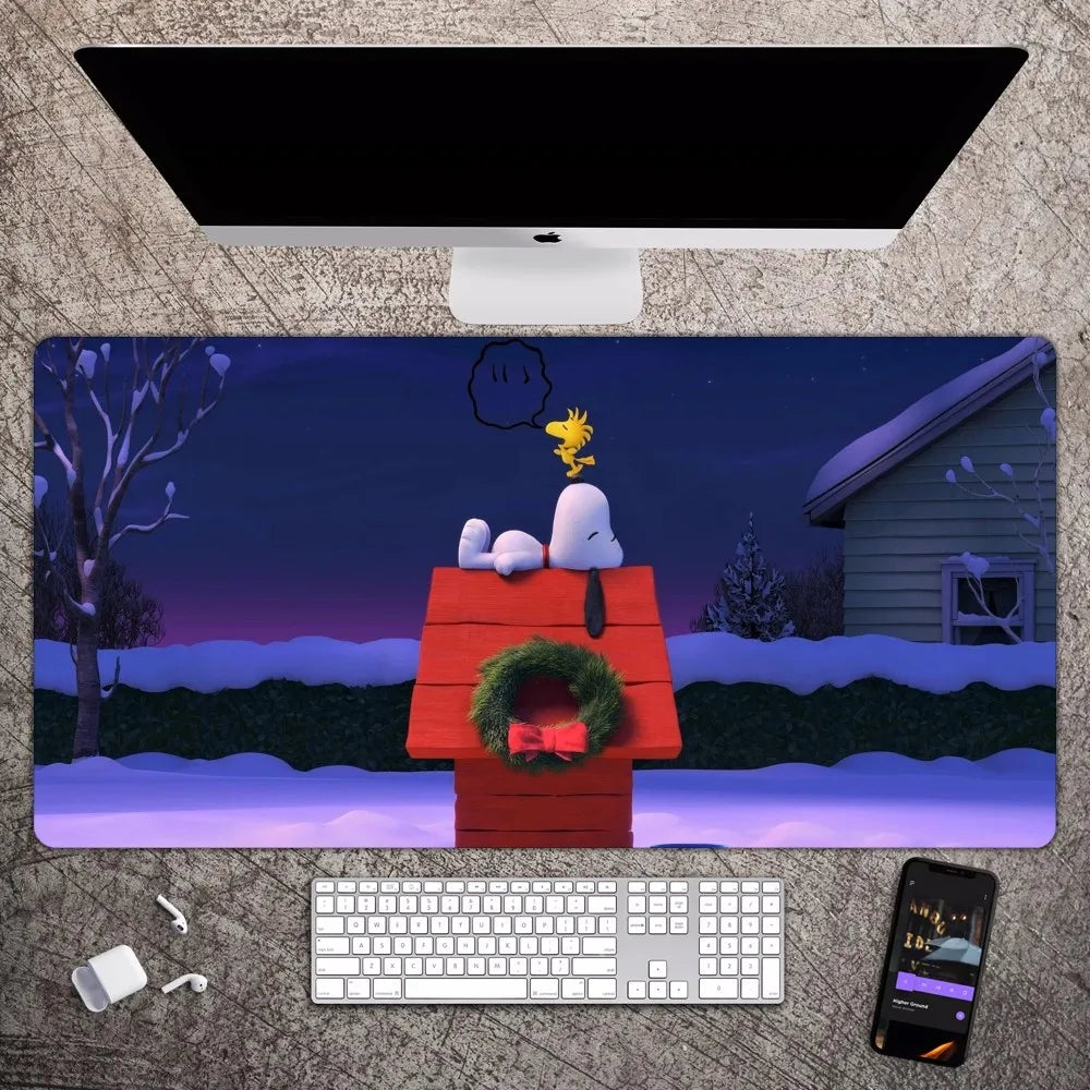 S-Snoopy Cartoon Cute Mousepad Large Gaming Compute Gamer PC Keyboard Mouse Mat
