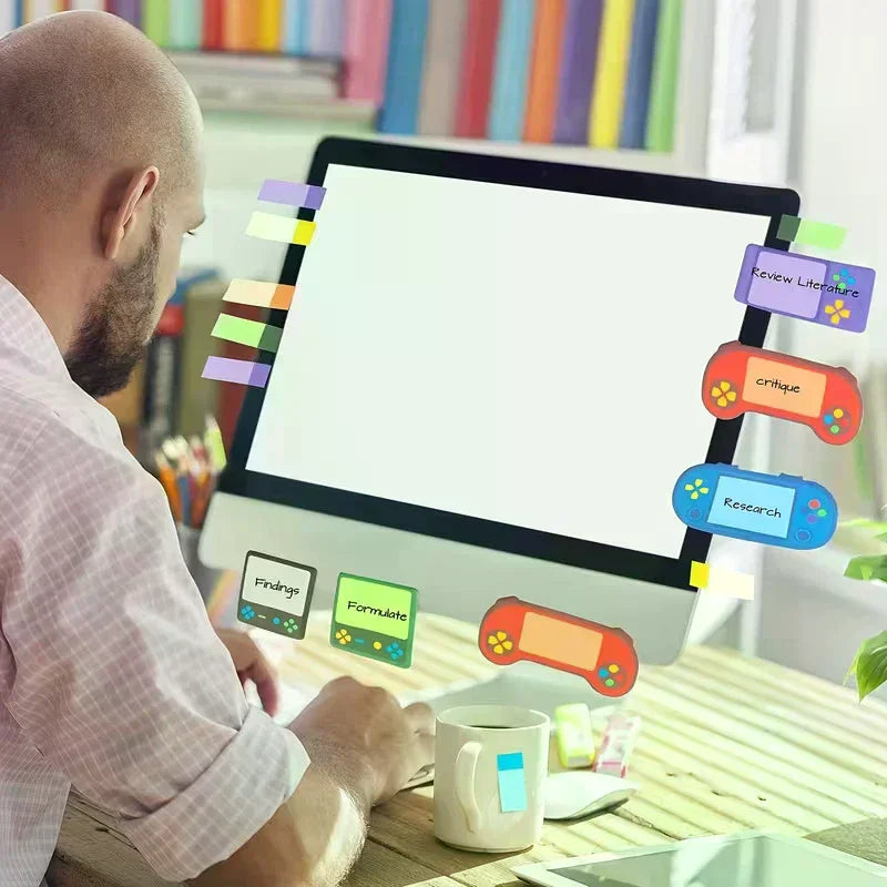 Game Console-themed Notepad Set With Rich And Unique Designs, Self-adhesive Sticky Notes, And Reusable Memo Pads.