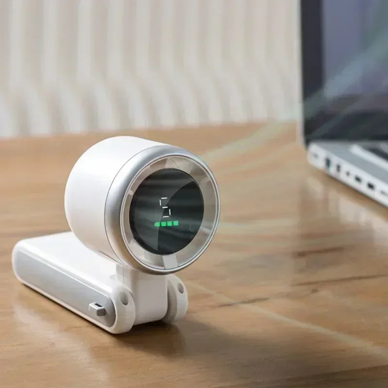 New Handheld Turbo Fan Wearable Personal Desk Fan Small Mini Fan With Smart Digital Display Folding