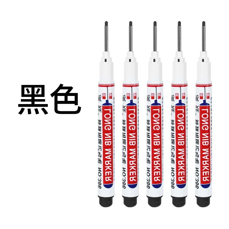 4/12 Pcs Waterproof Long Head Markers Deep Hole Marker Pen for Metal Carpenter Red/Black/Blue/Green Ink Woodworking Tools Marker