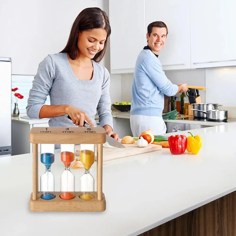 1Min 3Min 5Min 7Min Sand Timer Set Wooden Hourglass Sandglass Sand Clock for Cooking Classroom Exercise Home Office Decoration