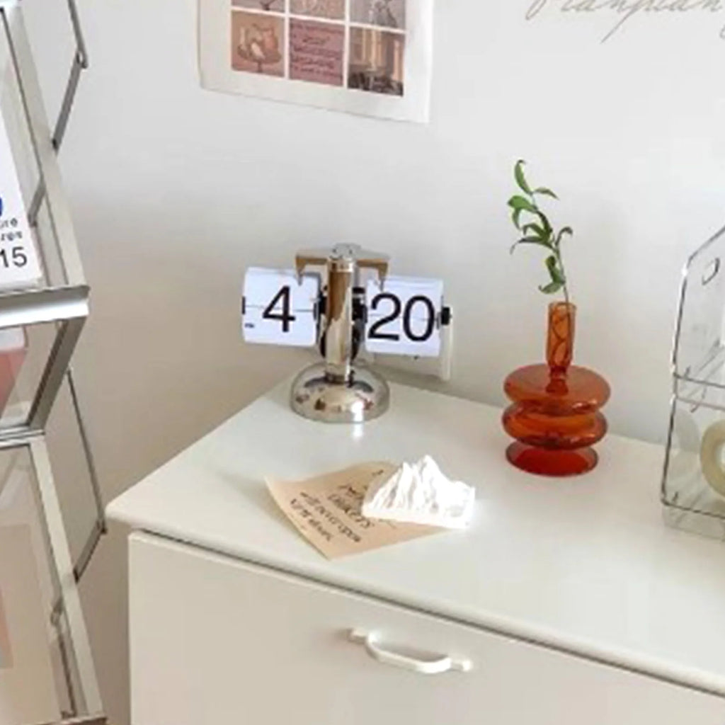 Clock Digital  Down Clock Retro Minimalist Single Foot Mechanical Auto  Clock Desk Clock for Home Livingroom Decor
