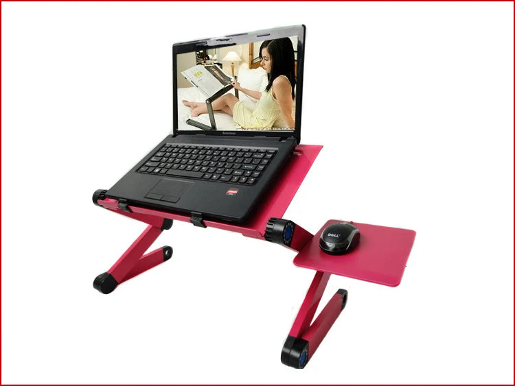 Adjustable Laptop Desk Stand Cooler Fan Portable Ergonomic Lapdesk for Bed Sofa PC Notebook Table Desk with Mouse Pad Aluminum