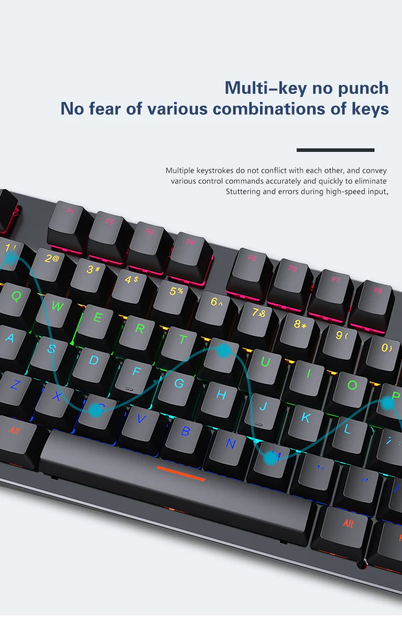 Backlit Gaming Mechanical Keyboard Gamer Mechanic Kit RGB PC USB Wired Keypad Keybord Ergonomic Computer Key Board Mini Teclado
