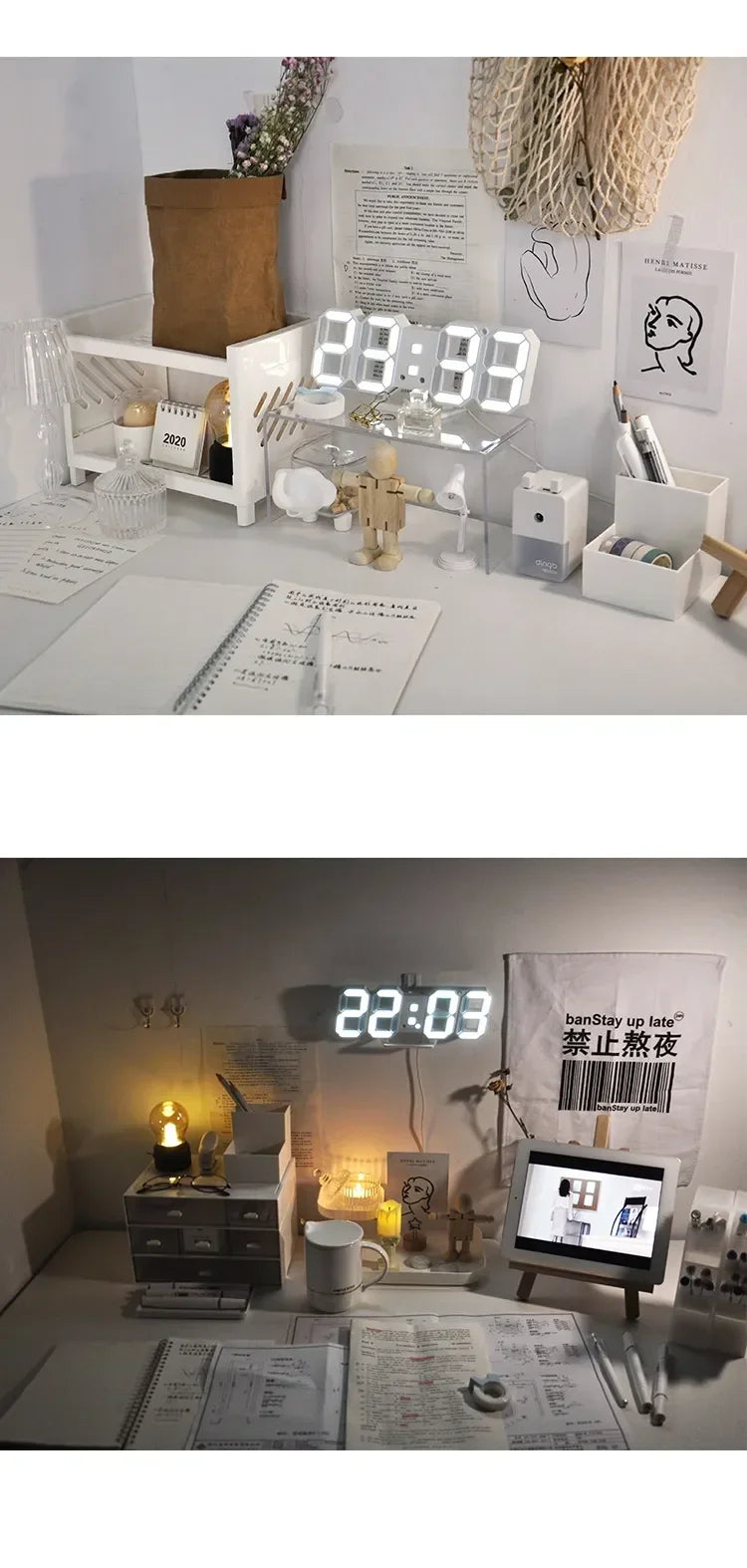 Digital Wall Clock Desk Watches Electronic Alarm Modern Home Decoration for Bedroom Decor Interior Led Table Clocks Living Room