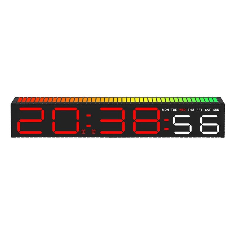 Creative 12/24H Digital LED Electronic Clock with Microphone Time Temperature Display for Home Living Room Bedside Decoration