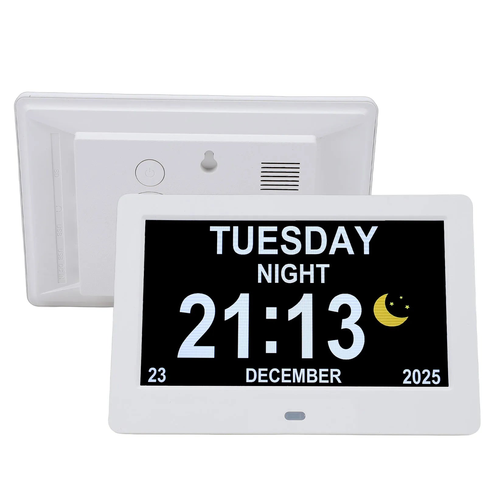 Digital Calendar Clock 7in Large Display Date Time with Reminders Day Night Dimmable Key Remote Control Digital Calendar Clock