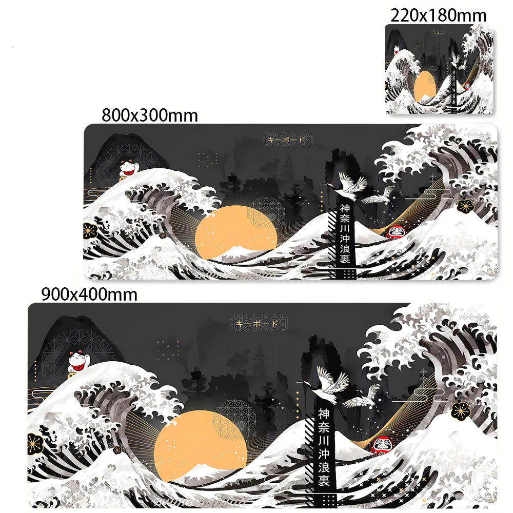 Large Mousepad Japan Great Wave Mousepads Keyboard Mat Deskpad Pc Game Desk Mats Company Mouse Pad Minimalist White Mouse Mats