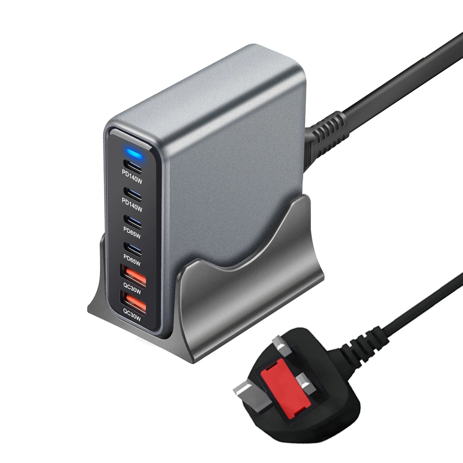 470W 6-Port GaN Desktop Charger - 4C2A USB-C PD Fast Charge for Phones, Tablets & Laptops