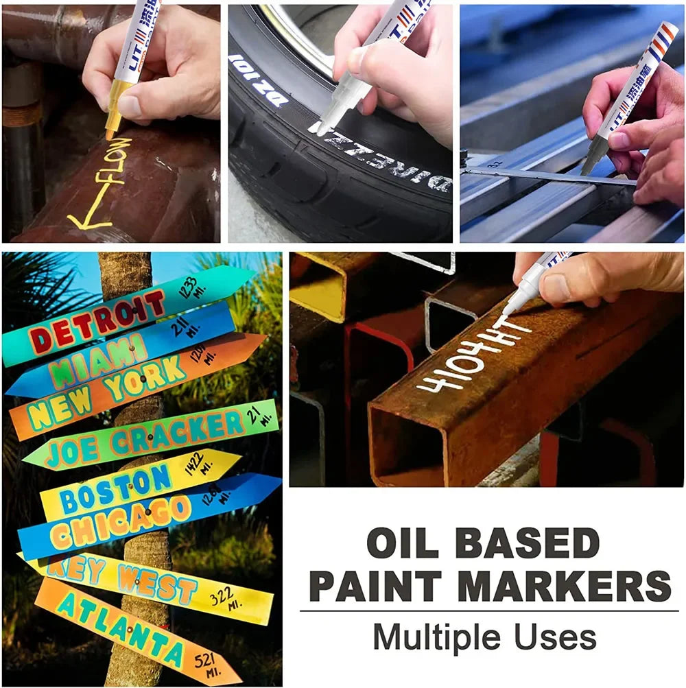 3mm 10p Colorful 8 Colors Permanent Paint Marker Waterproof White Markers tire tread rubber fabric Paint metal Paint Marker Pens