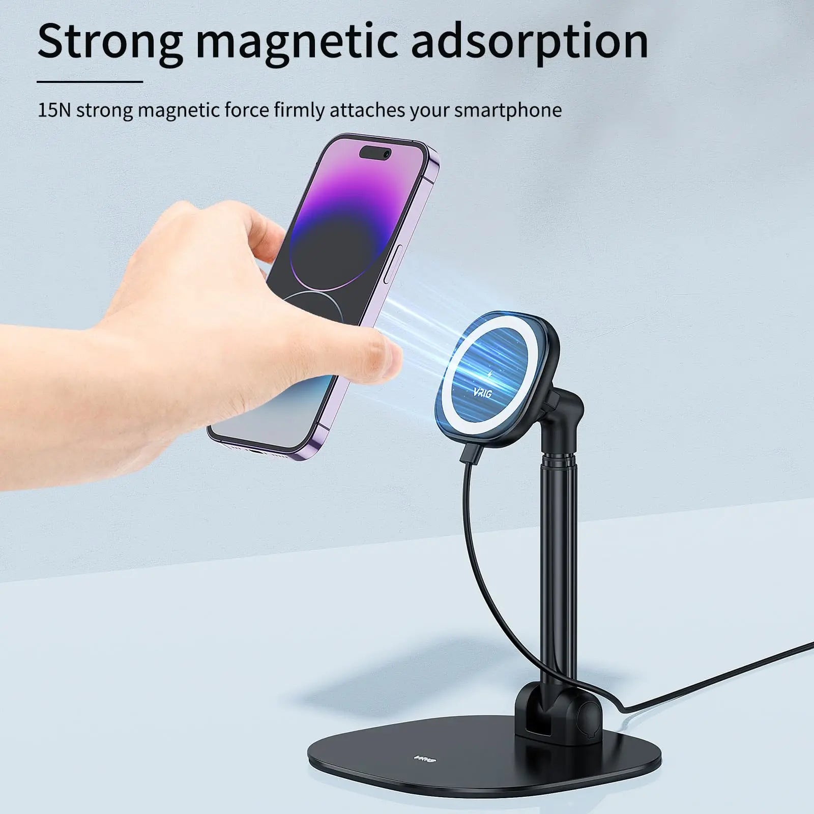 UURig VRig Desk Wireless Charging Magnetic Phone Stand for Office/Home for Magsafe iPhone 16 15 14 13 12 Androi HUAWEI Xiaomi