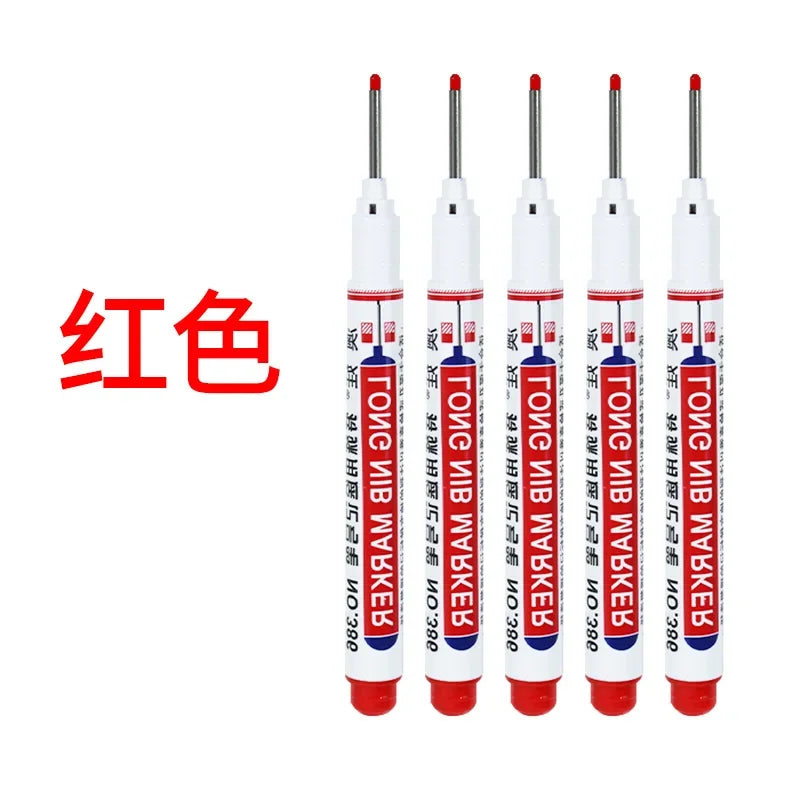 4/12 Pcs Waterproof Long Head Markers Deep Hole Marker Pen for Metal Carpenter Red/Black/Blue/Green Ink Woodworking Tools Marker