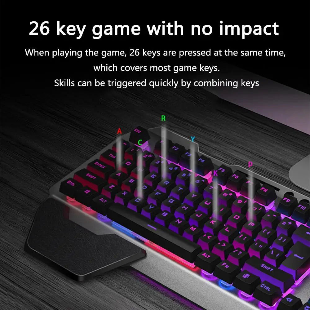 Wireless Gaming Keyboard Mouse with Smartphone Stand Rgb Backlit Metal Panel Bluetooth Gamer Mice Laptop Keyboard Accessories