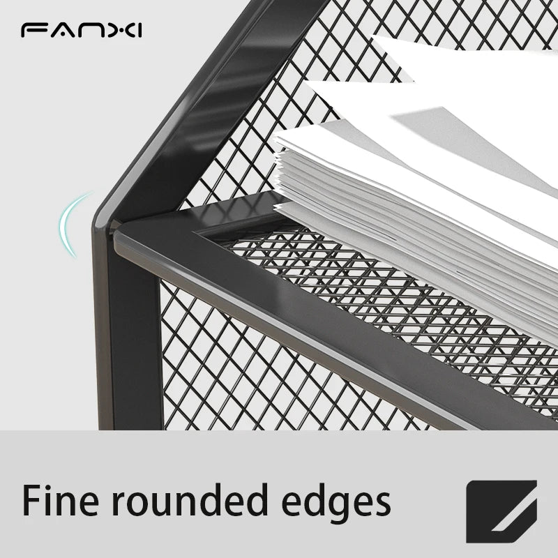 Desk Organizer with File Holder, Desk Organizers with 3 Tier Letter Trays and 2 Pen Holders, Mesh Desk Accessories & Workspace