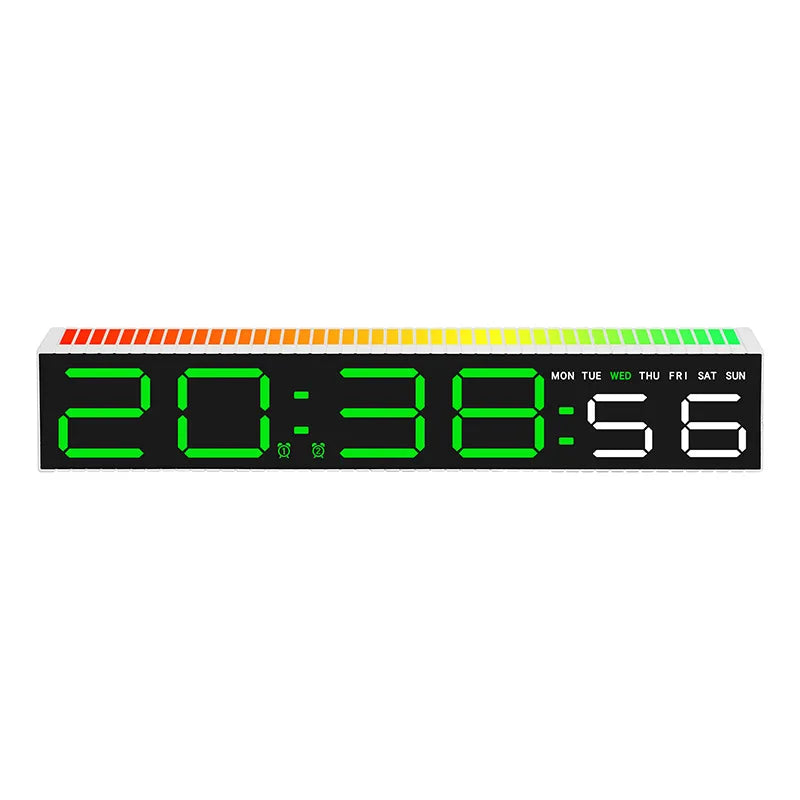 Creative 12/24H Digital LED Electronic Clock with Microphone Time Temperature Display for Home Living Room Bedside Decoration
