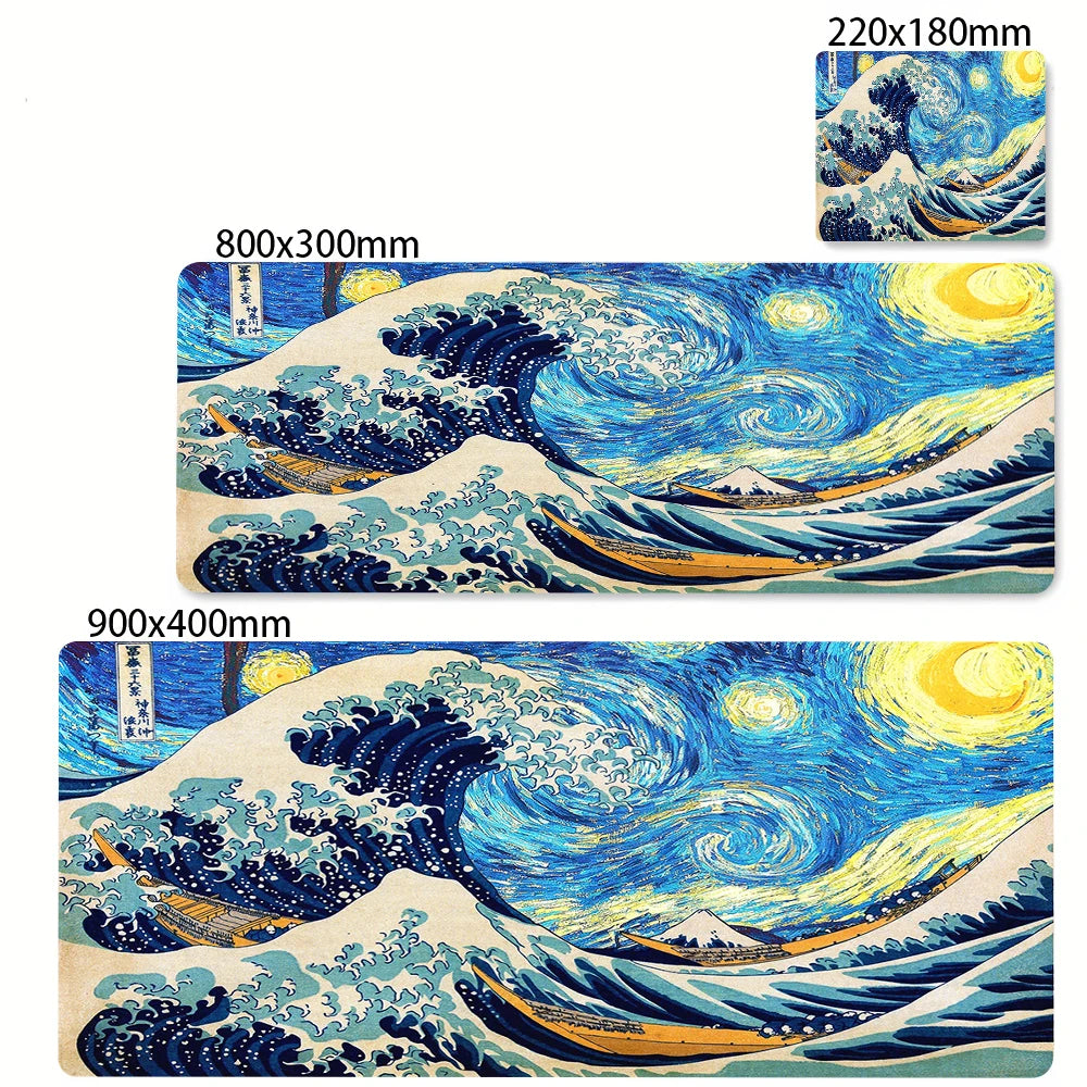 Large Mousepad Japan Great Wave Mousepads Keyboard Mat Deskpad Pc Game Desk Mats Company Mouse Pad Minimalist White Mouse Mats
