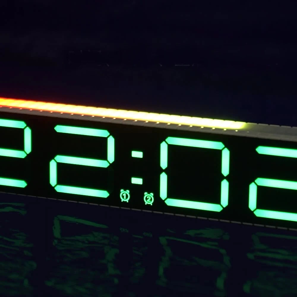 Creative 12/24H Digital LED Electronic Clock with Microphone Time Temperature Display for Home Living Room Bedside Decoration