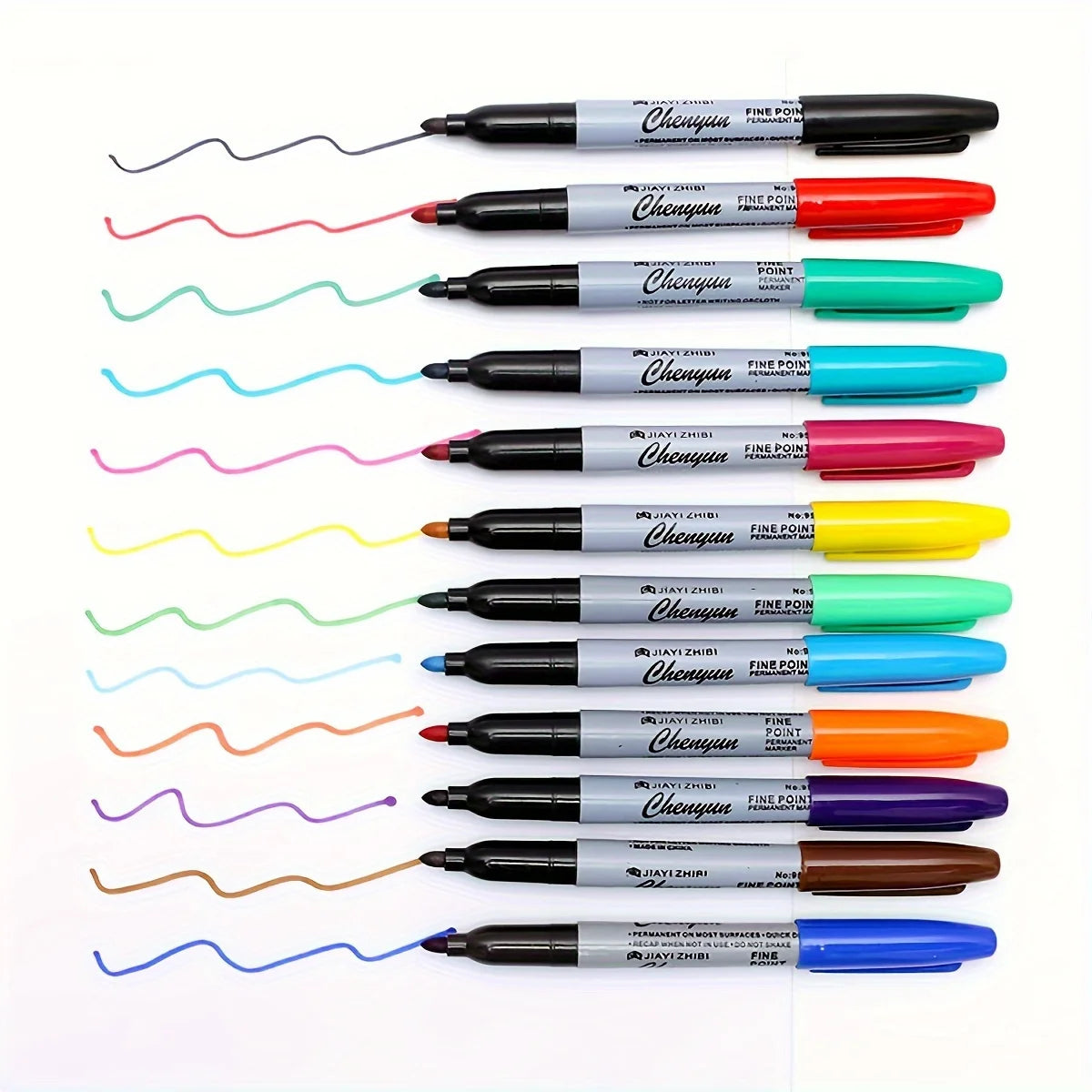 12 permanent markers, with a slender tip design, are durable and long-lasting, suitable for various surfaces