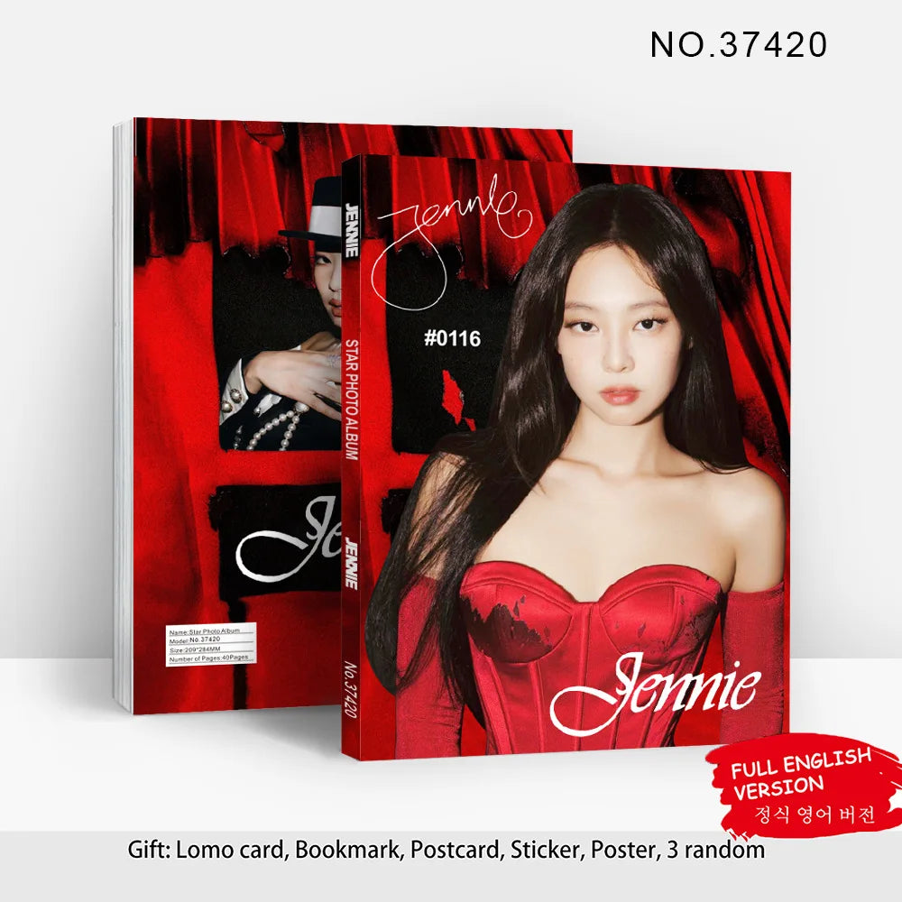 80-page K-pop girl group photobook with lyrics, magazine photo collection, 92 photo cards, celebrity LOMO cards, gift