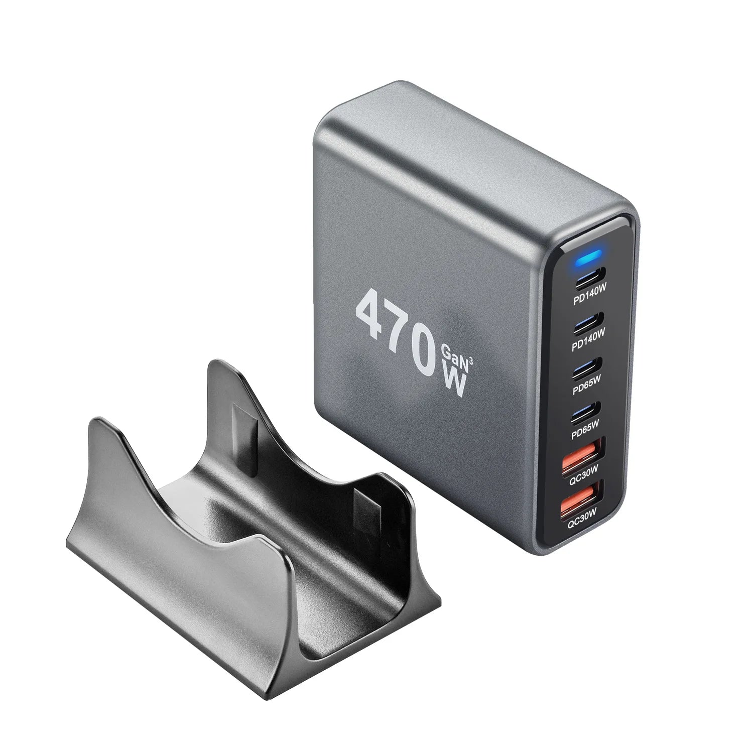 470W 6-Port GaN Desktop Charger - 4C2A USB-C PD Fast Charge for Phones, Tablets & Laptops